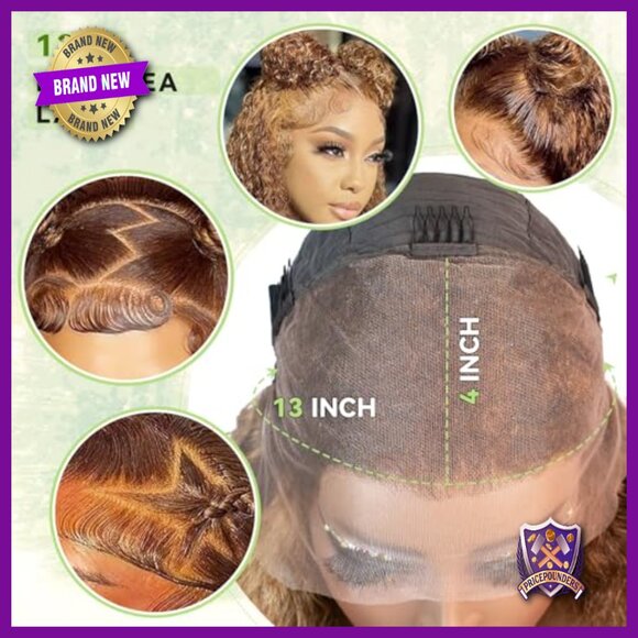 Short Curly Bob Wig Human Hair Lace Front Pre Plucked 13x4 HD Lace main image 4
